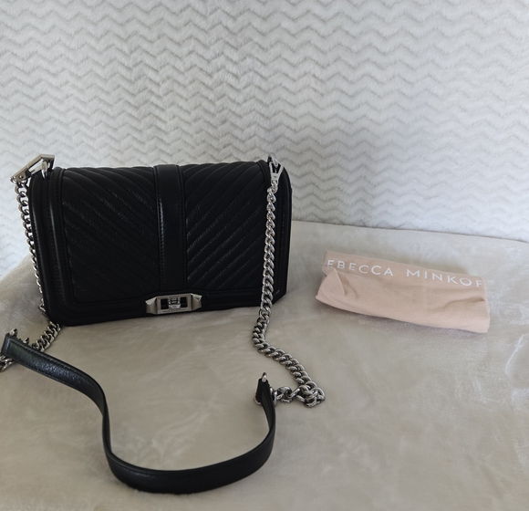 Rebecca Minkoff Handbags - NWT Rebecca Minkoff Black Quilted Leather Crossbody with Silver Chain